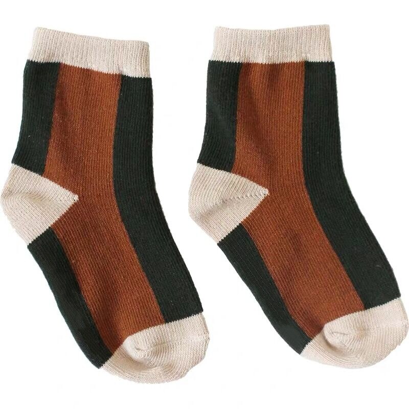 2 Paare/los Winter Herbst Kinder Socken Kinder Baby Jungen Mädchen Kleinkind Koreanische Retro Geometrische Baumwolle Socken