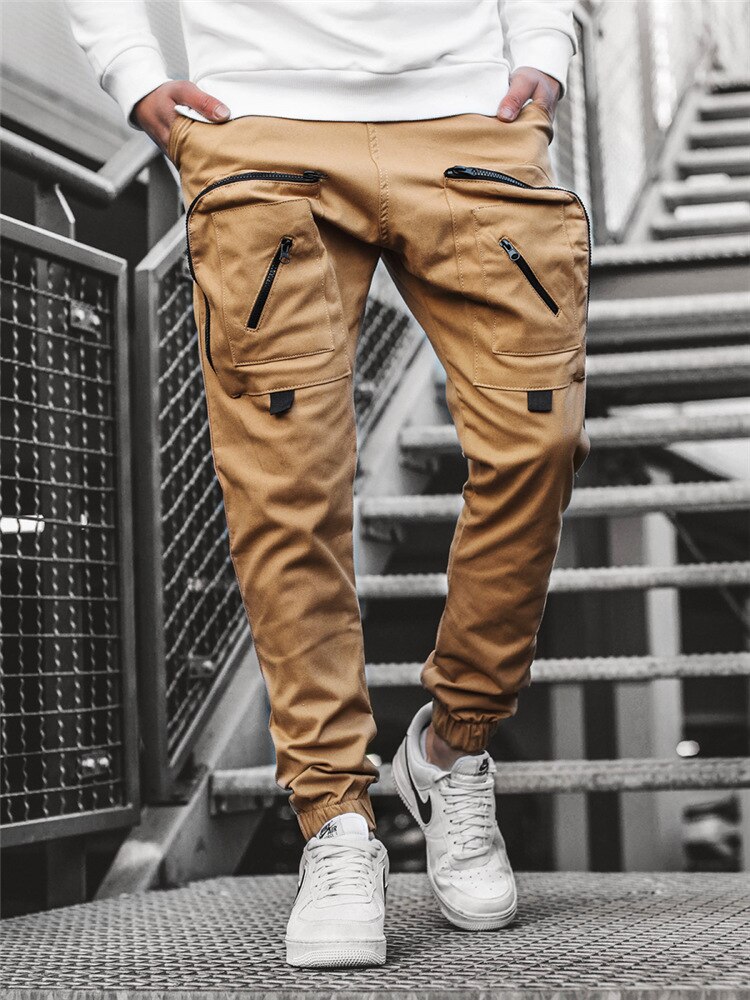 Chrleisure herr cargoficka byxor byxor streetwear joggingbyxor herr joggingbyxor hip hop lösa byxor herr: L / Kaki