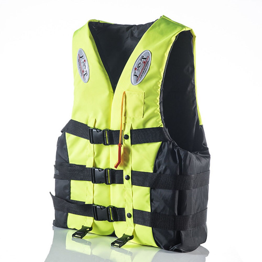 Professionele Volwassen Drijfvermogen Zwemvest Polyester Water Sport Kids Jas Licht Strip Zwemmen Varen Ski Drifting Jas Vest: Yellow / XXXL(Adult 80-100kg)