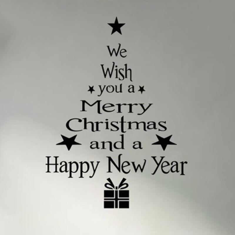 Removable Wallpaper Merry Christmas Tree Wall Stickers For Walls In Rolls Art Vinyl Decal Home Window Decor: Black