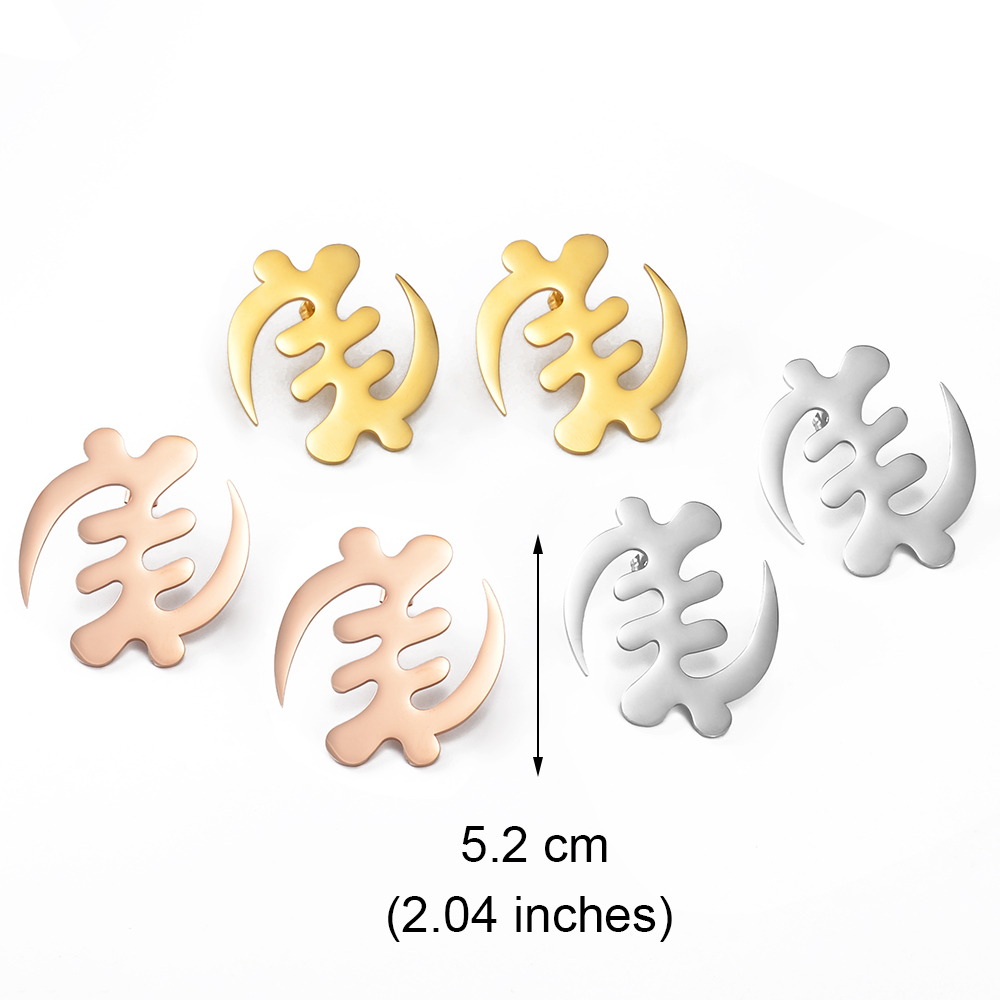 Anniyo (One Pair) 5.2cm/7.3cm African Symbol Big Earrings Adinkra Gye Nyame Hyperbole Stud Earrings Ethnic Jewelry #203821