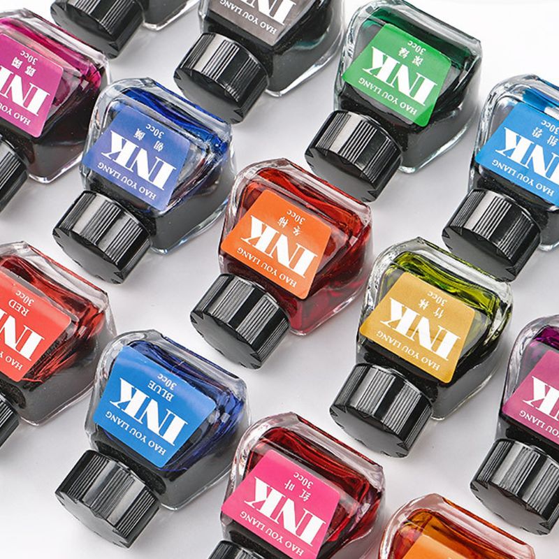 30ml Glas Glatte Schreiben Brunnen Stift Tinte Nachfüllung Schule Schüler Schreibwaren 16 Farben