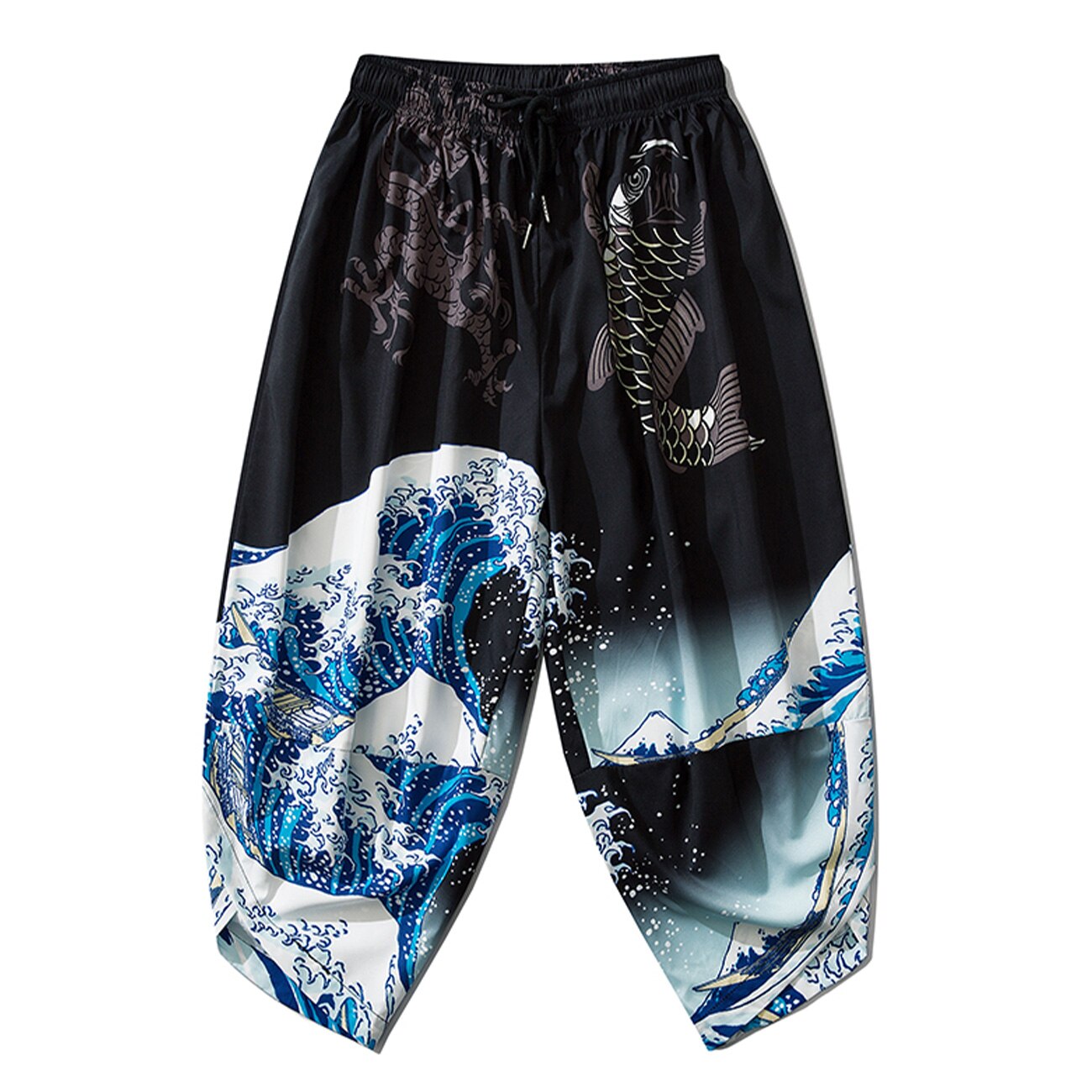 Hüfte hüpfen Japanischen Dünne Japan Stil Schlauch Drachen Fisch Gedruckt ausgebeult Kalb-länge Hosen Harajuku Jogger Männer Hosen Streetwear