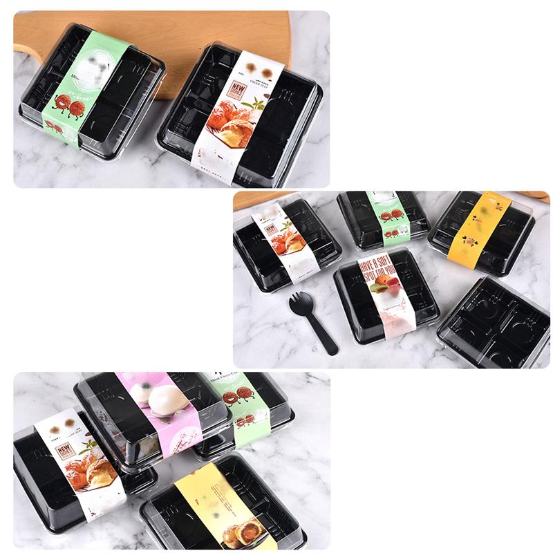 20Pcs Four Grid Packing Box Dessert Tray Disposable Takeout Container 12 x 12 x 4.5 cm