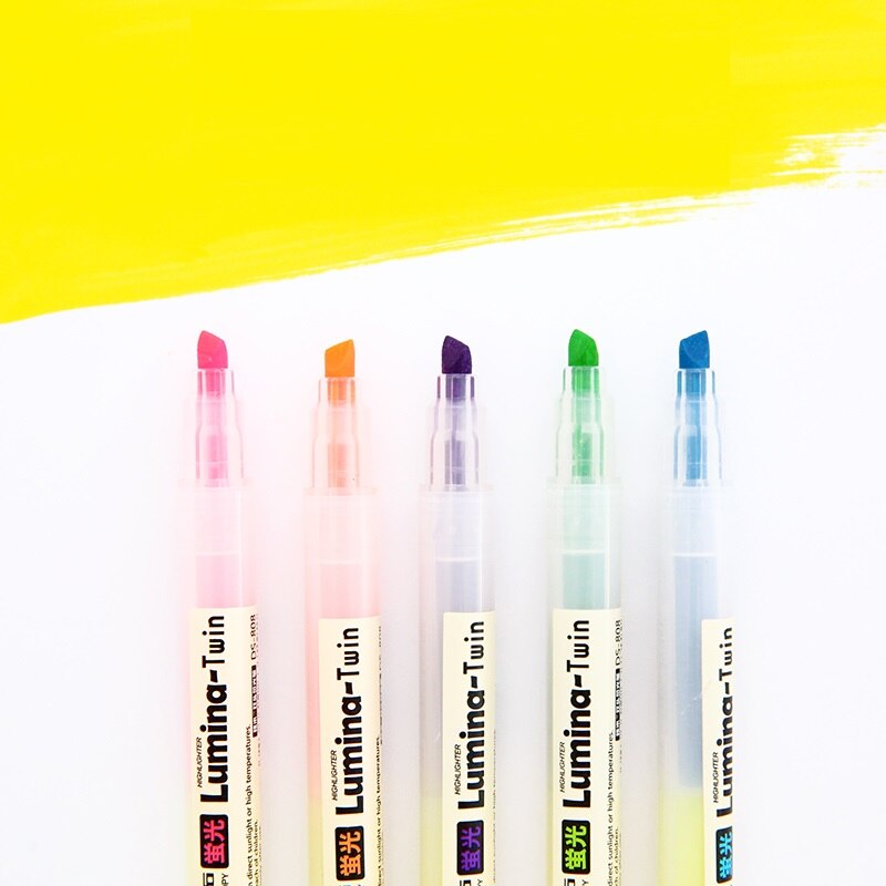 5 stk/parti lumina dobbelt highlighter tusch til papir kopi fax escolar canetas papirvarer kontormateriale skoleartikler 6701