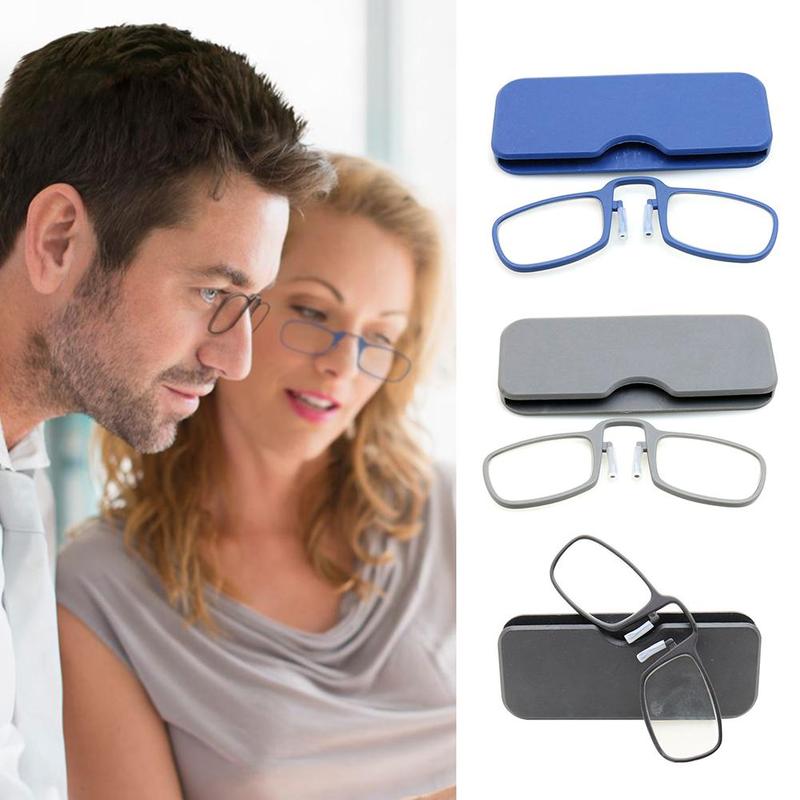 Unisex mini klevende leesbril neusclip op presbyope bril mannen en vrouwen glazen montuur zwart 1.5 2.0 2.5 met doos