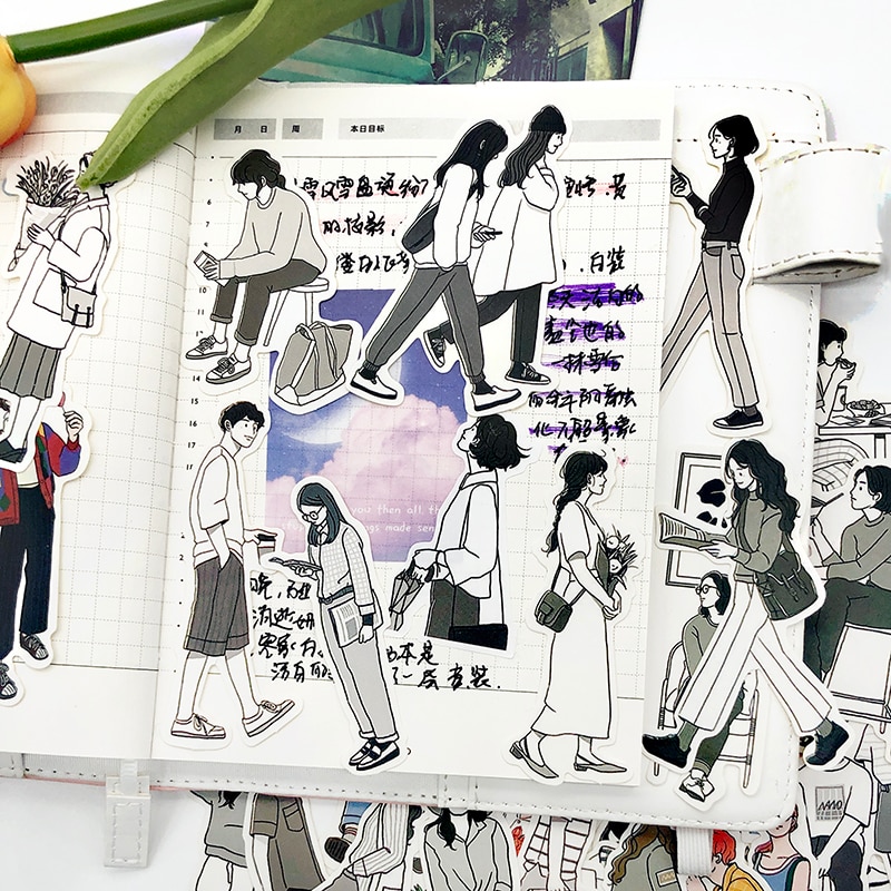 51Pcs/bag Couple stickers DIY scrapbooking our happy life series photo album journal happy planner decoration