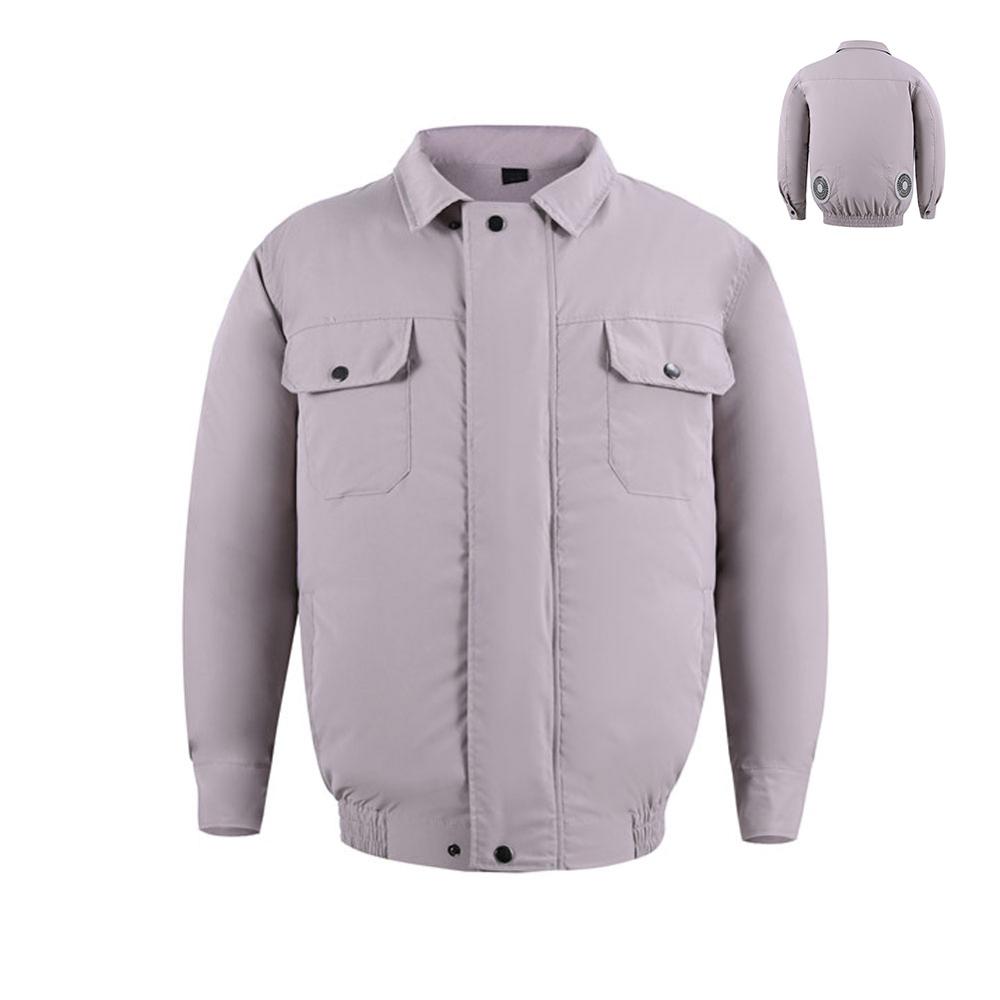 Ropa de aire acondicionado de verano con ropa de fans carga USB ropa de fans ropa de pesca al aire libre protección solar: Gray / L-XL