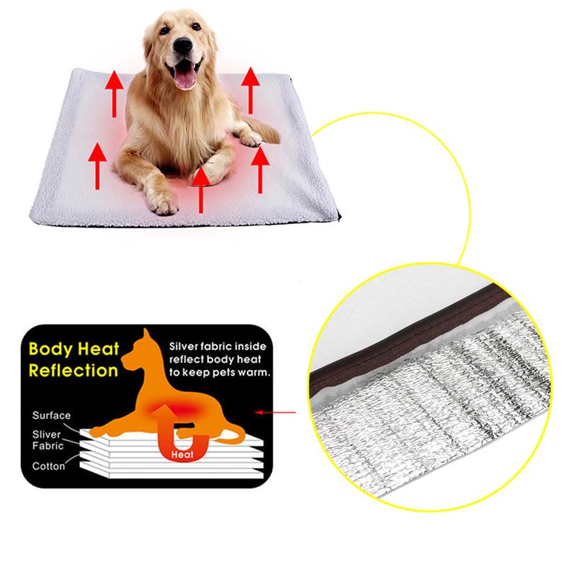 Agneau vers le bas tissu auto-chauffant tapis pour chien grand coussin de lit doux chat tapis thermique lavable oreiller 60x90CM
