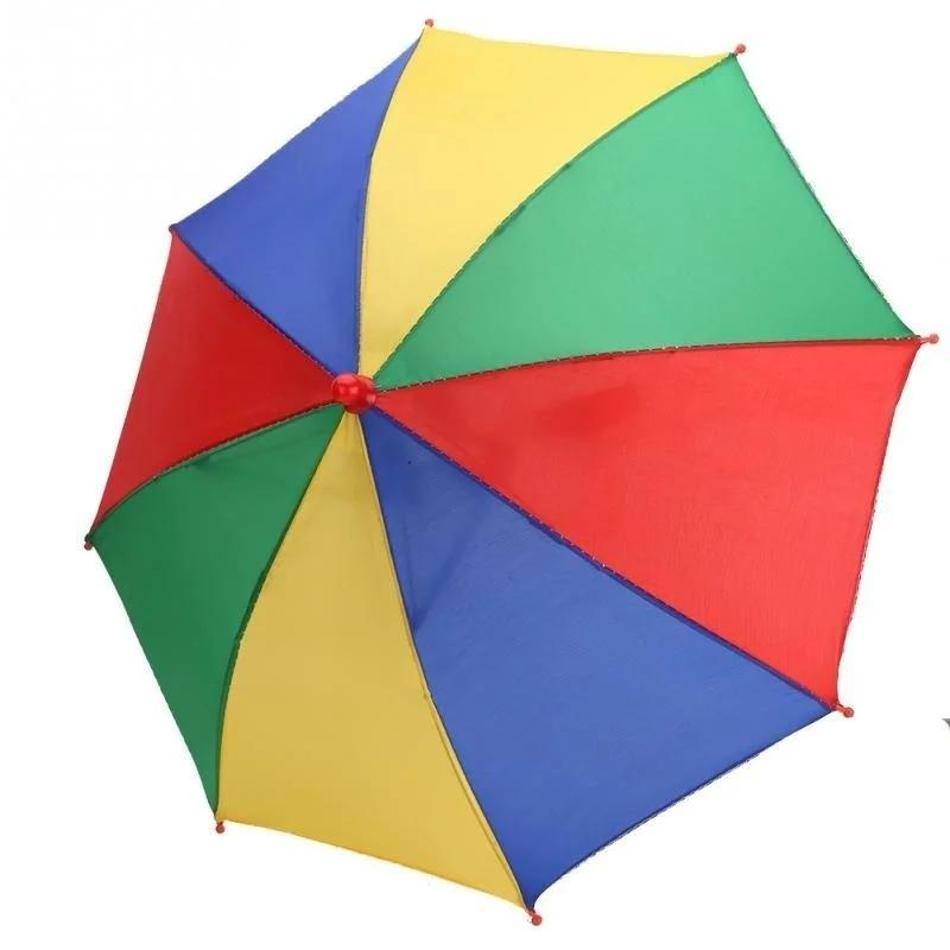 Kleurrijke opvouwbare winddichte visparaplu Wandelen Strand Camping Zonbeschermer Hoofdhoed Kinderen Buiten Creatieve zonneschijnparaplu