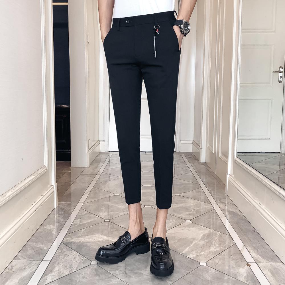 Korean Men Suit Pants Business Formal Pants for Men Slim Fit Ankle Length Dress Pants Men Clothing All Match 34-28