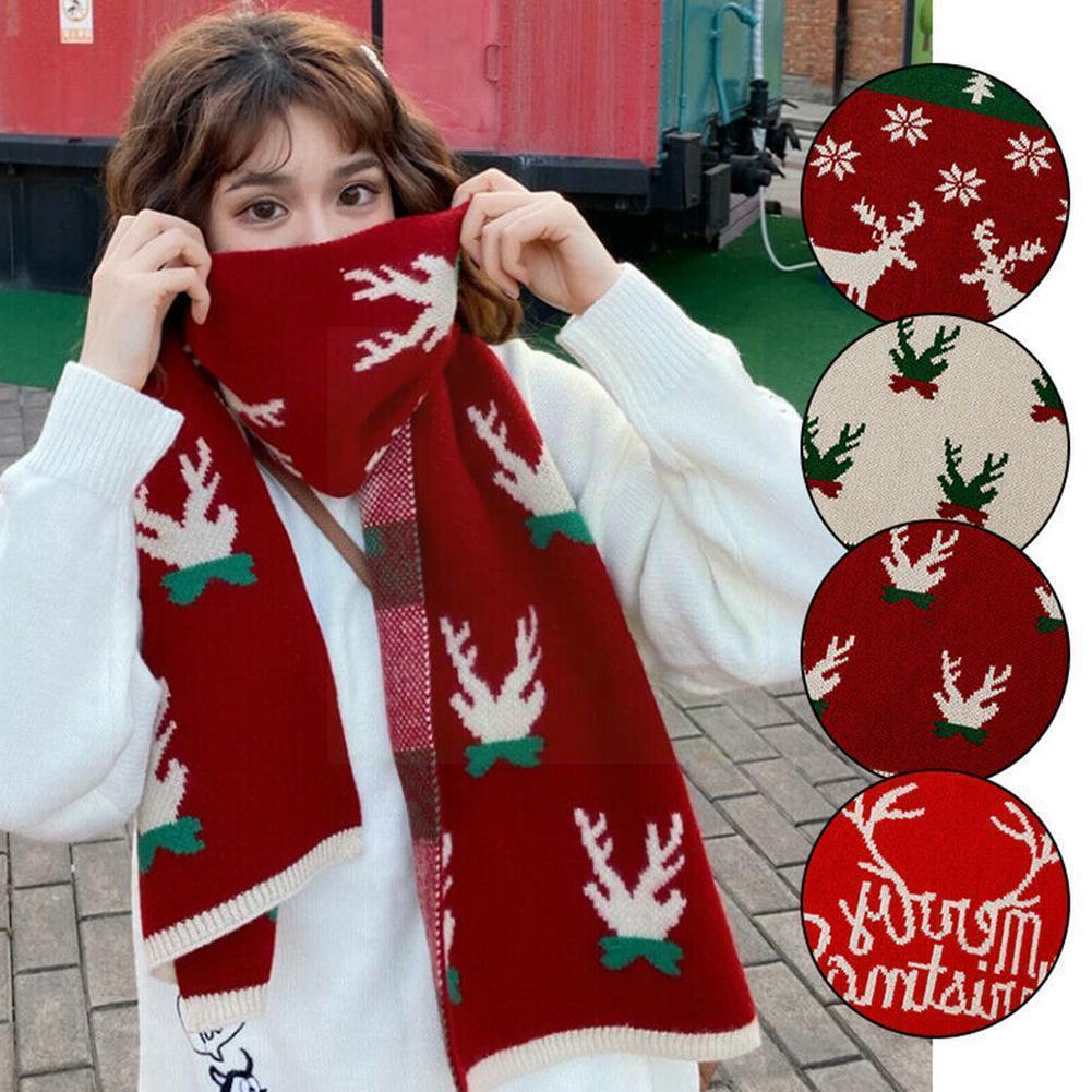 Kerst Patroon Lange Sjaal Breien Winter Warm Fringe Rode Cashmeres Zwarte Mannen Sjaals Womens Kleuren Geborduurde Neckerch C8U4