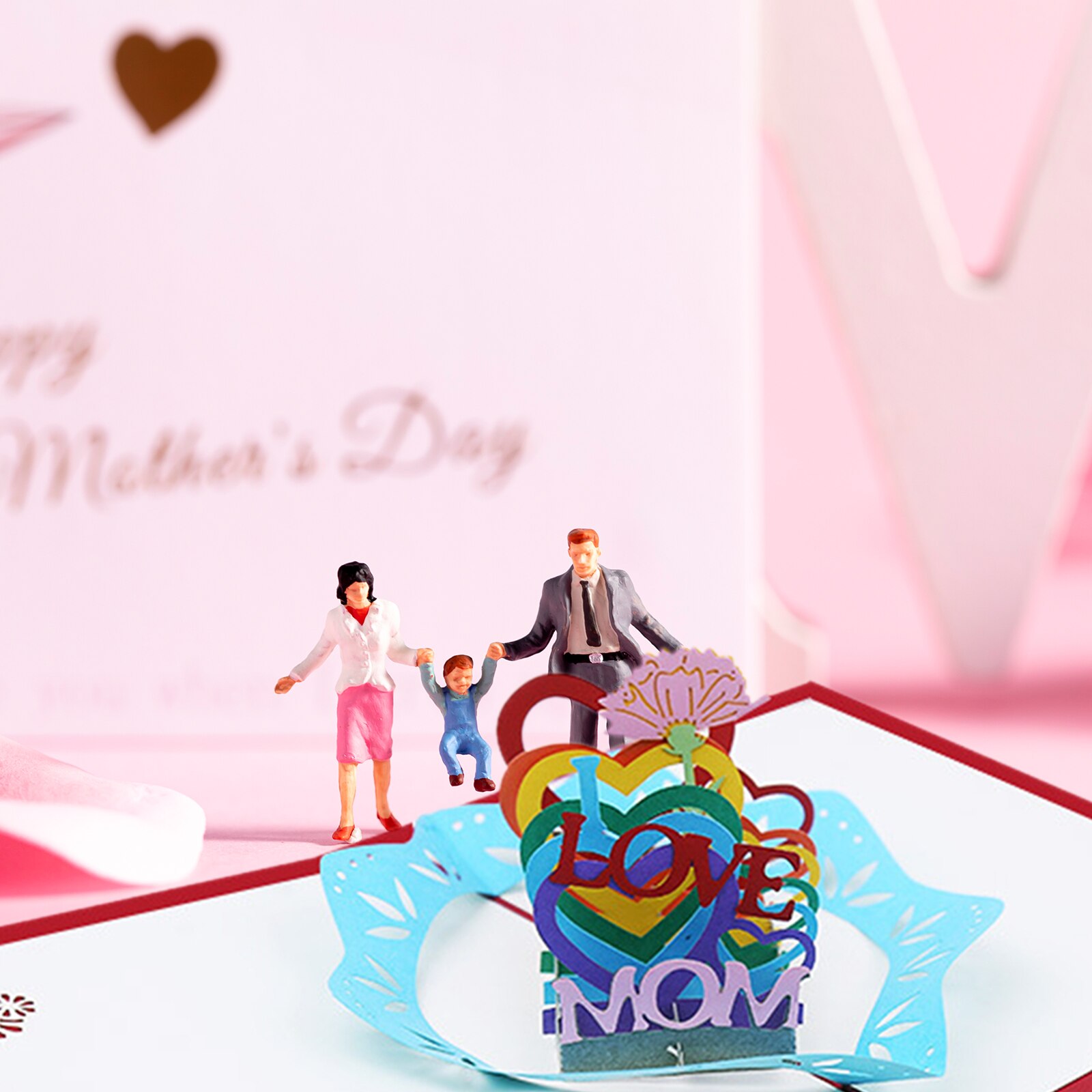 3D Pop Up Card Handmade 3D Happy Mothers Day Greeting Card Thank You Card-For Mom Wife Grandma Step-Mom Mother-In-Law