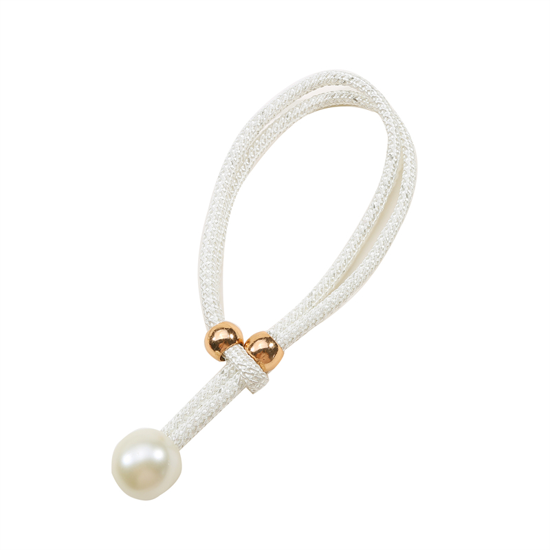 1/2 Stück Perlen-Vorhang-Raffhalter, Vorhang-Perlen-Raffhalter, dekorative Befestigungen, Seil-Vorhang-Raffhalter, kein Stanzen, verstellbare Ausziehhalter, Seil: Weiß / 30-35cm