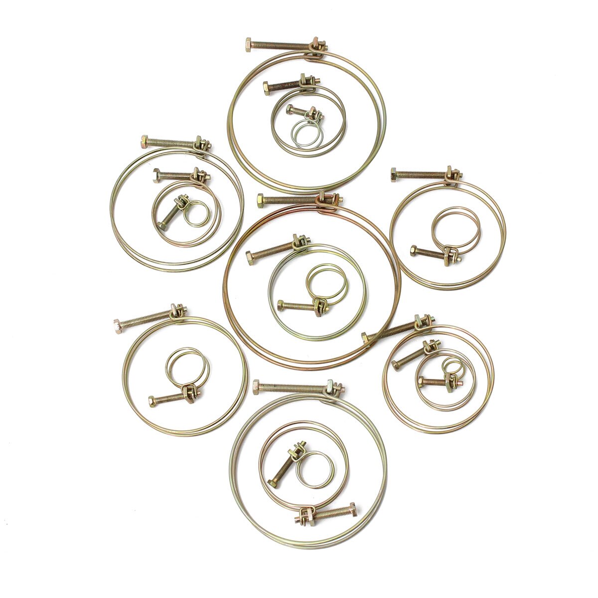 2Pcs Hose Clamp Adjustable Pipe Clamp Double Wire Hose Clip Clamp Plumbing Fastener Hardware 20 Sizes