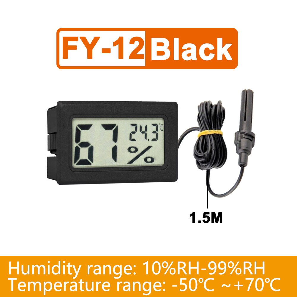 Mini LCD Digital Indoor Temperature Sensor Humidity Meter Thermometer Hygrometer Gauge: with Probe(Black)