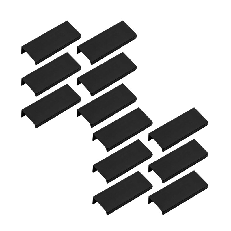 80mm/3.15 inch Black Mount Finger Edge Pull Concealed Handle for Home Kitchen Door Drawer Cabinet(12Pcs): Default Title