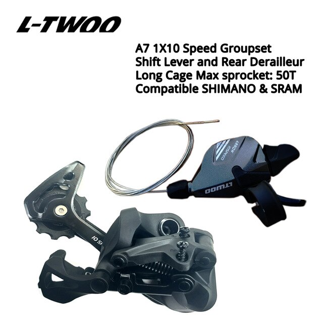 LTWOO-Grupo de cambio de marchas de 10 velocidades, palanca de cambio de 10 s y 10v, interruptores desviadores traseros compatibles con SRAM y SHIMANO, modelo A7 1X10: Long Cage Groupset