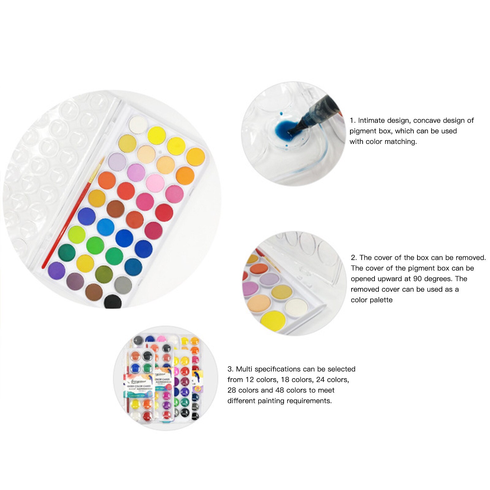 Superior 36 colors Solid Watercolor Paint Set With Water Brush Pen Foldable Travel Water Color Pigment For Draw #3