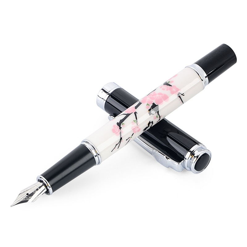 Ceramic Plum Blossom Iraurita Fountain Pen Wood Shell Metal Silver Fine Nib 0.5mm Pens Ink Writing School Office