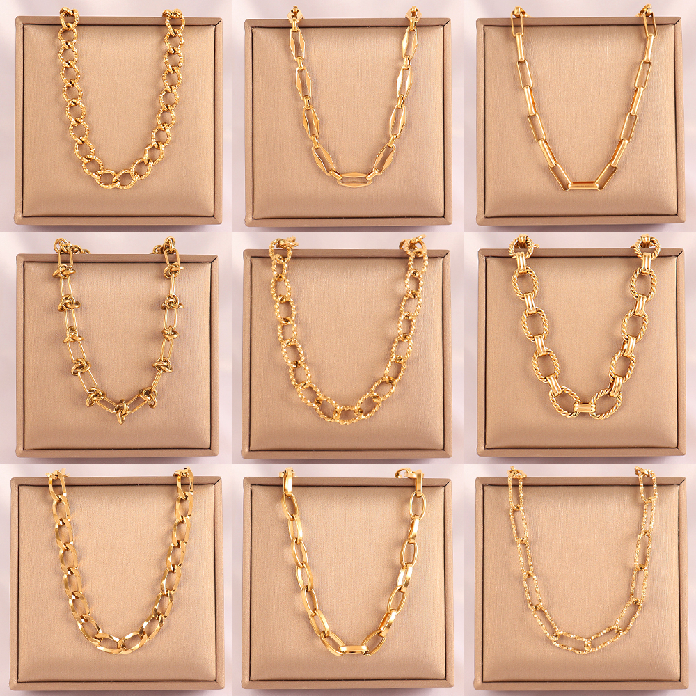 Goudkleurige Dikke Ketting Choker Ketting 316L Roestvrijstalen Halsketting Voor Dames Kettingen Mode Sieraden Feest