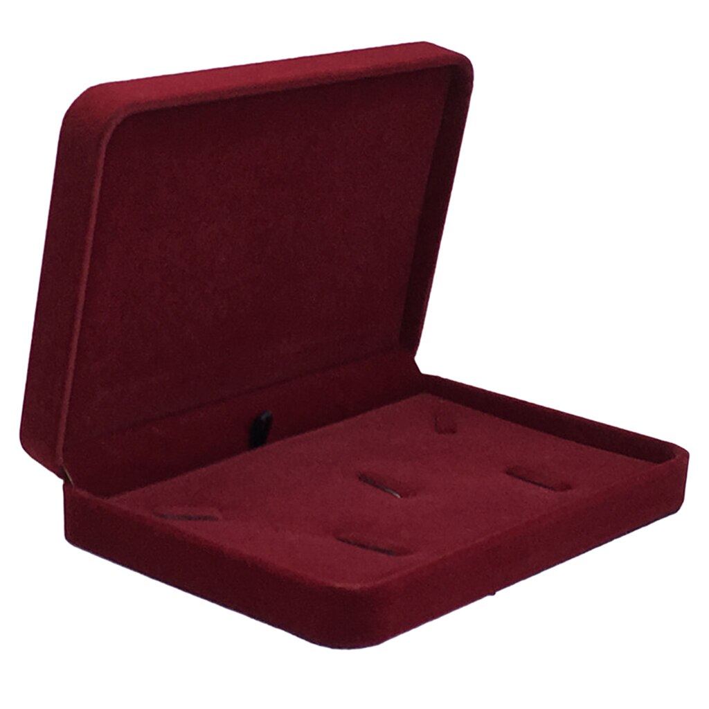 Caja de de terciopelo de lujo, caja de joyería para anillo, pulsera, collar, pendientes, colgante, caja de almacenamiento, vitrina de , organizador de joyería: Wine Red