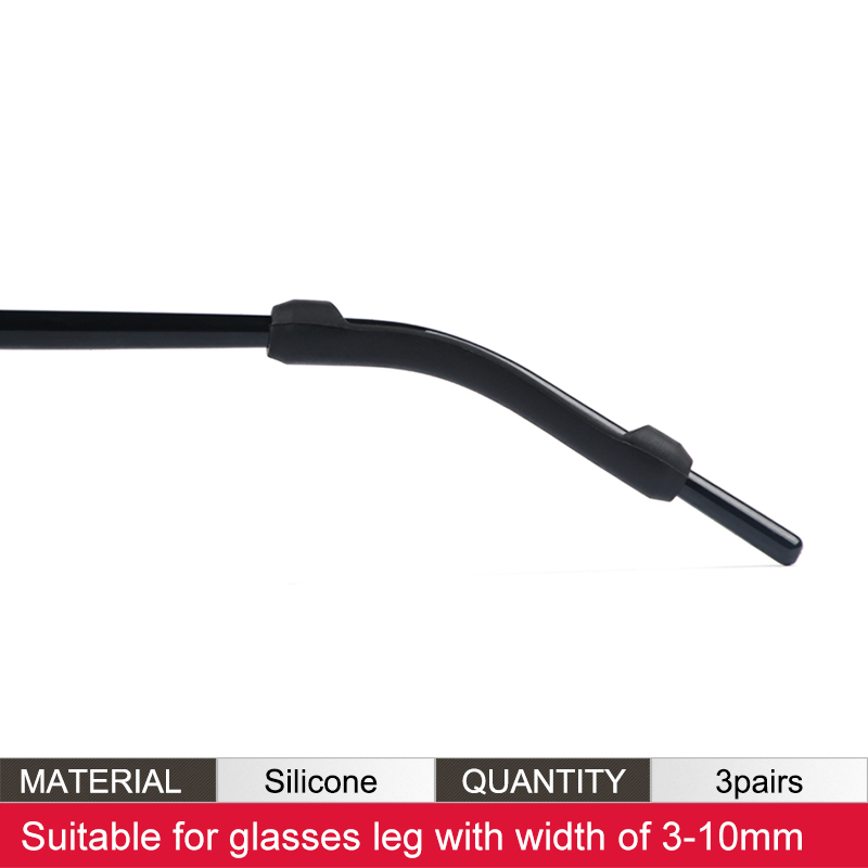 Soft Silicone Eyeglasses Temple Tips Sleeve Retainer,Anti-Slip Elastic Comfort Glasses Retainers For Spectacle Sunglasses: L-Black-3
