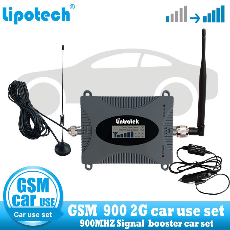 Lintratek auto gebruik set Mobiele Mobiele Telefoon Signaal Booster 2G GSM 900MHz cellular Repeater communicatie versterker