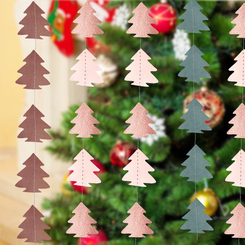 Guirnalda de árbol de Navidad de papel de 4m, adorno de Navidad, pancarta de pared, decoración colgante, bricolaje, boda, de cumpleaños, Navidad, Año