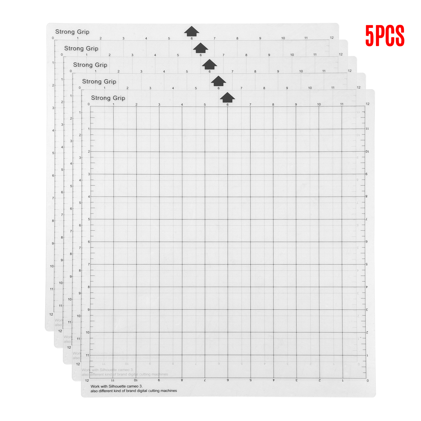 5PCS Replacement Cutting Mat Transparent Adhesive Mat with Measuring Grid 12*12-Inch for Silhouette Cameo Plotter Machine: 5PCS