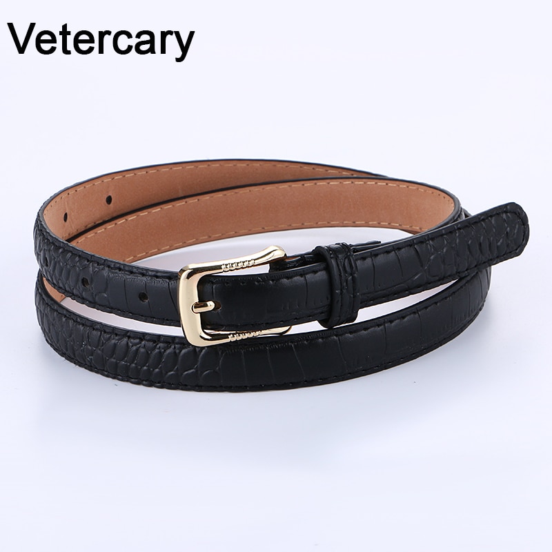 Bra kvinna pu läder skinny belt tunna midjeband remmar smala krokodil mönster bälten pin spänne bälte lady jean student