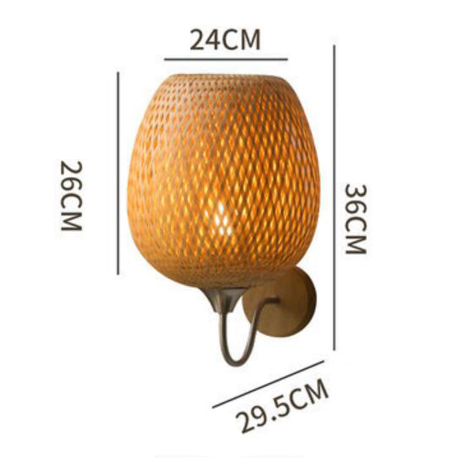 Wall Sconce Hand Woven Boho Bamboo Bedside Wall Lamp Plug in Pendant Light for Home Bedroom Living Room Light Fixtures EU Plug: green