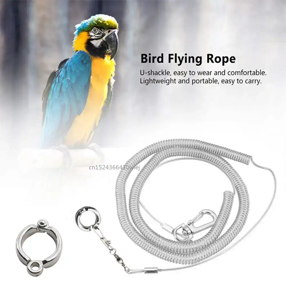 3/6 m flexibel Vogelleine mit Beinring, ultraleichtes Papageien-Vogelgeschirr, Anti-Biss-Fuß-Flugsicherheits-Trainingsseil für Höhle Außenbereich für Ara
