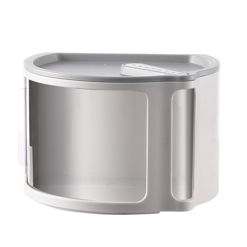 Free Stack Layers Sliding Window Wall Mounted Waterproof Bathroom Toilet Tissue Paper Holder Rack Cosmetics Desktop Storage Box: Grey Single Layer