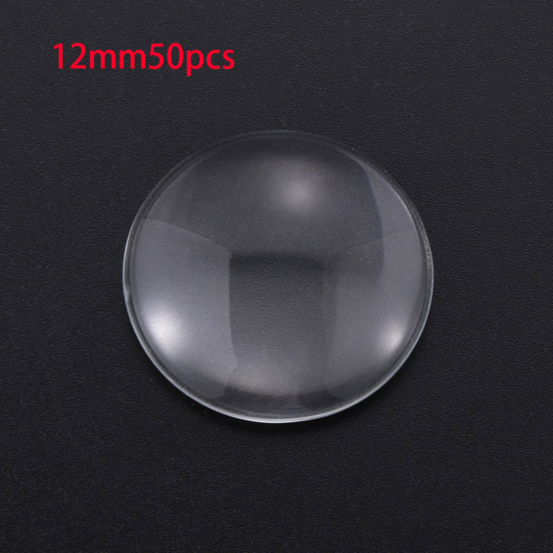 8/10/12/14/16/18/20/25/30/35/40/45/50 Round Flat Back Clear Glass Cabochon, , Cabochon Cameo For Diy Jewelry Making: 12mm50pcs