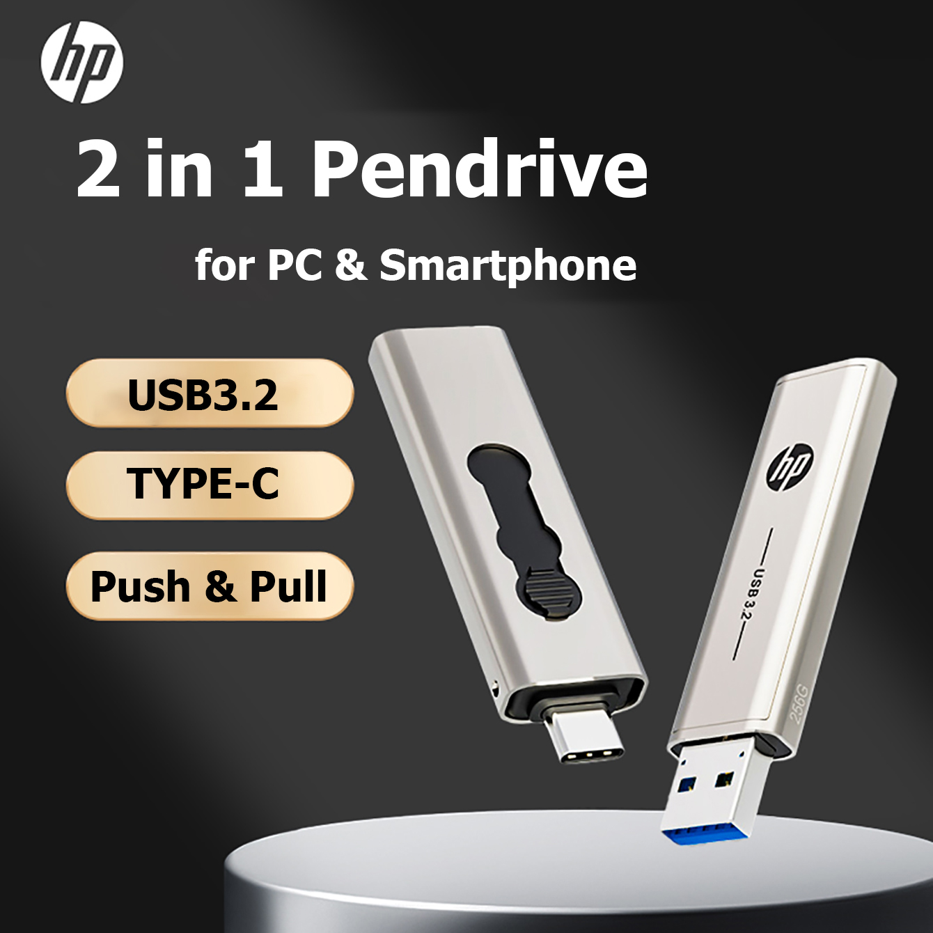 100% Originele Hp Otg Type C Usb3.2 Usb Flash Drive Pendrive 256Gb 128Gb 64Gb 2 In 1 U-Disk Voor Laptop Pc Mediaspeler Mobiele Telefoon