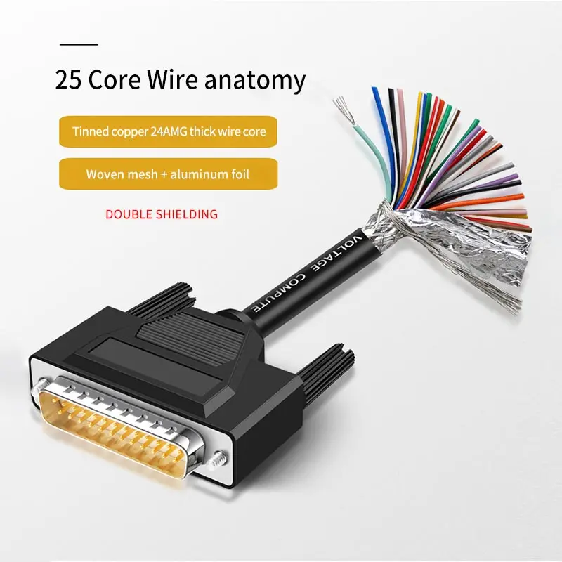 DB9 DB15 DB25 Connector Cable with Number Tube Industrial 24AWG 9 15 25Pin RS232 Serial Plug with Wire D-SUB DB 5 15 25 Terminal