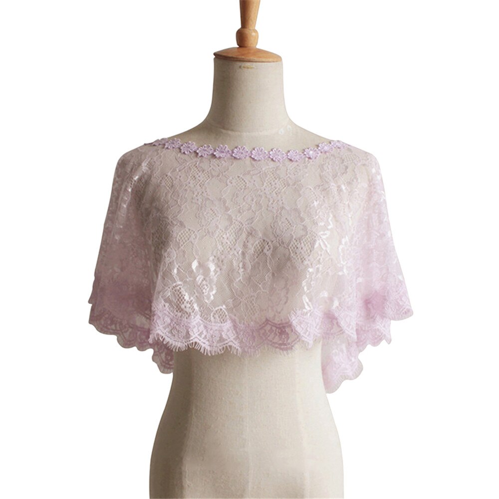 Veste châle en dentelle blanche pour femmes, boléro, étole noire, accessoires de Mariage,: lilac