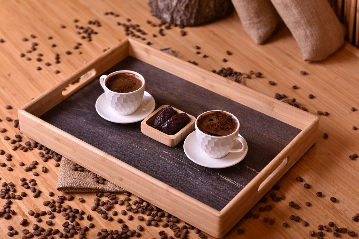 Wood Patterned Tray Large Size, Plate Tray Wooden Tray Bamboo Coffee Tray Wood Tea Tray