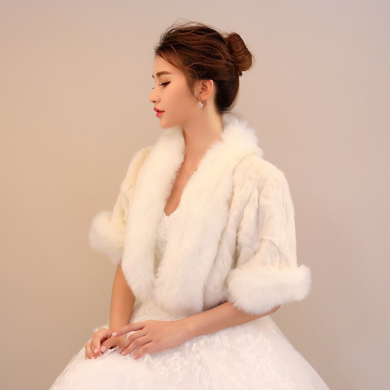 Veste de mariée Boleros fausse fourrure mariée mariage accessoires mariée hiver mariée Wrap châle Cape manteau court PJ93