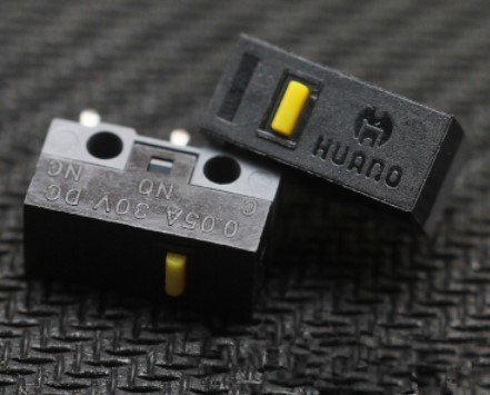 2 pièces/pack original HUANO souris micro interrupteur micro bouton blanc/jaune/bleu/rose point pour le choix: Jaune