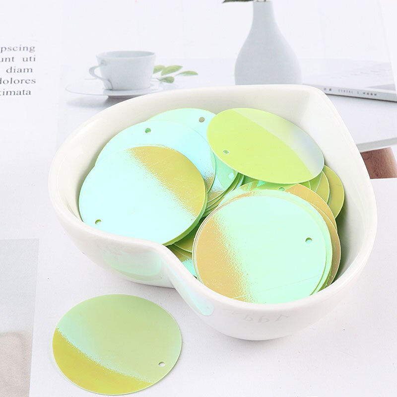 10g/- pack 30 mmab kleur platte ronde losse pailletten pailletten naaien bruiloft knutselen, dameskleding accessoires: Ab lichtgroen