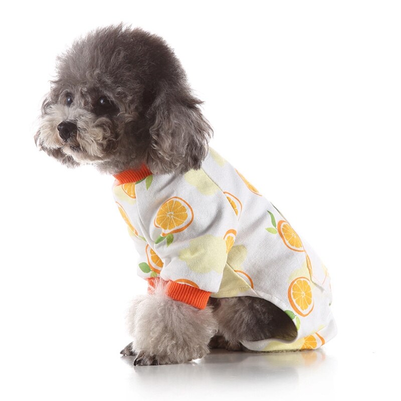 Pijamas con estampado naranja para perro, Camisón de algodón suave para perro, camisa acogedora, ropa para mascotas, mono, ropa de dormir para perros y cachorros
