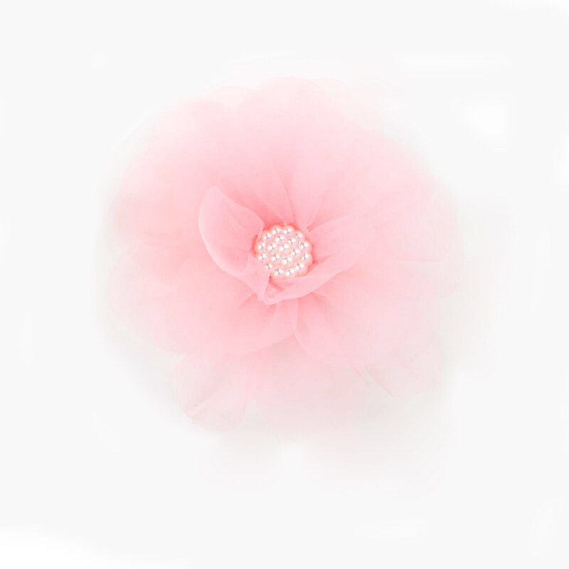 Large Flower Lace Chiffon Hair Clips 6Colors Muslin Flower Princess Baby Hair Grips Girls Hair Pin Hair Accessories: Pink