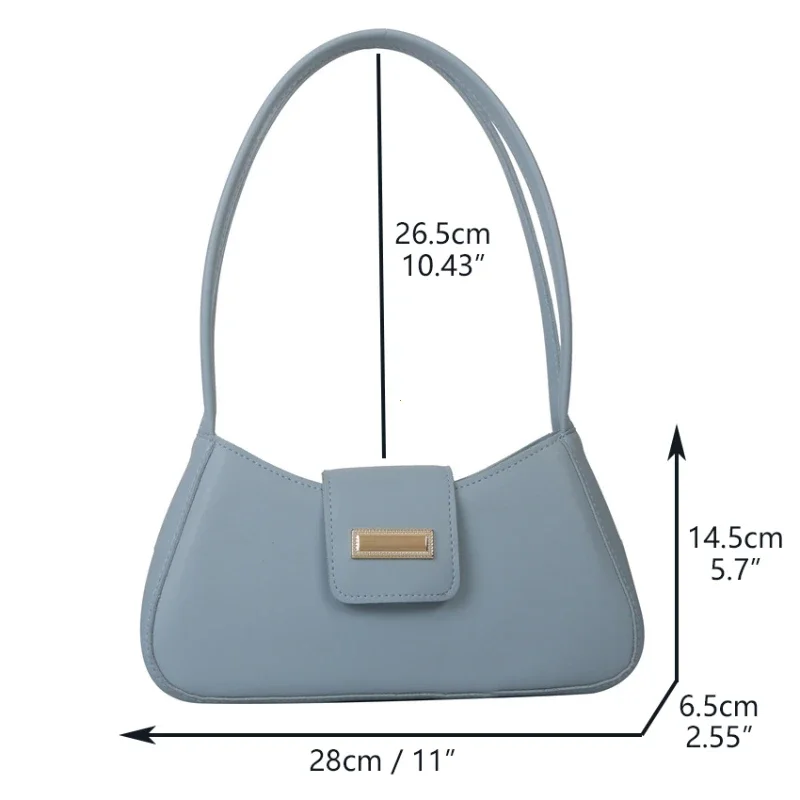 Minimalist Shoulder Bag for Women Simple Solid Color Underarm Bag Buckle Handbag and Purse Small Top-handle Bags