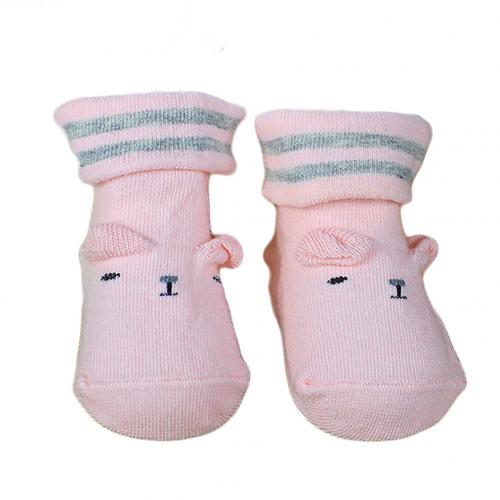 Criança Meias Bonito Dos Desenhos Animados Urso Bebê Ifant Meninos Meninas meias de Algodão Macia e Quente Anti-slip Sole Indoor Piso Tornozelo meias 0-6 meses: Rosa