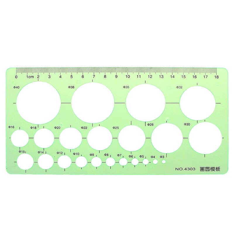 Green Plastic Circles Geometric Template Ruler Stencil Measuring Tool Students R9UA