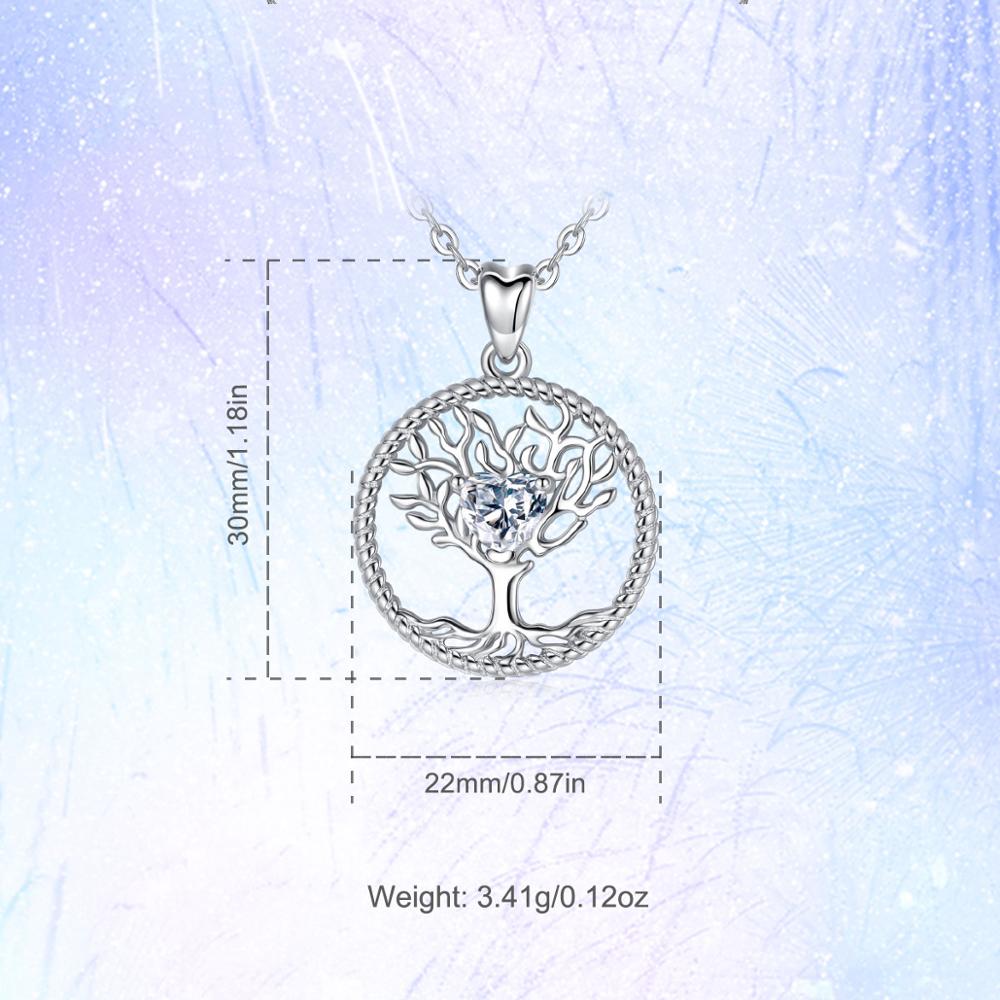 EUDORA Sterling Silver Tree of life Pendant Necklace silver Nature Tree Charm Necklaces with Crystal CZ for Birthday D447