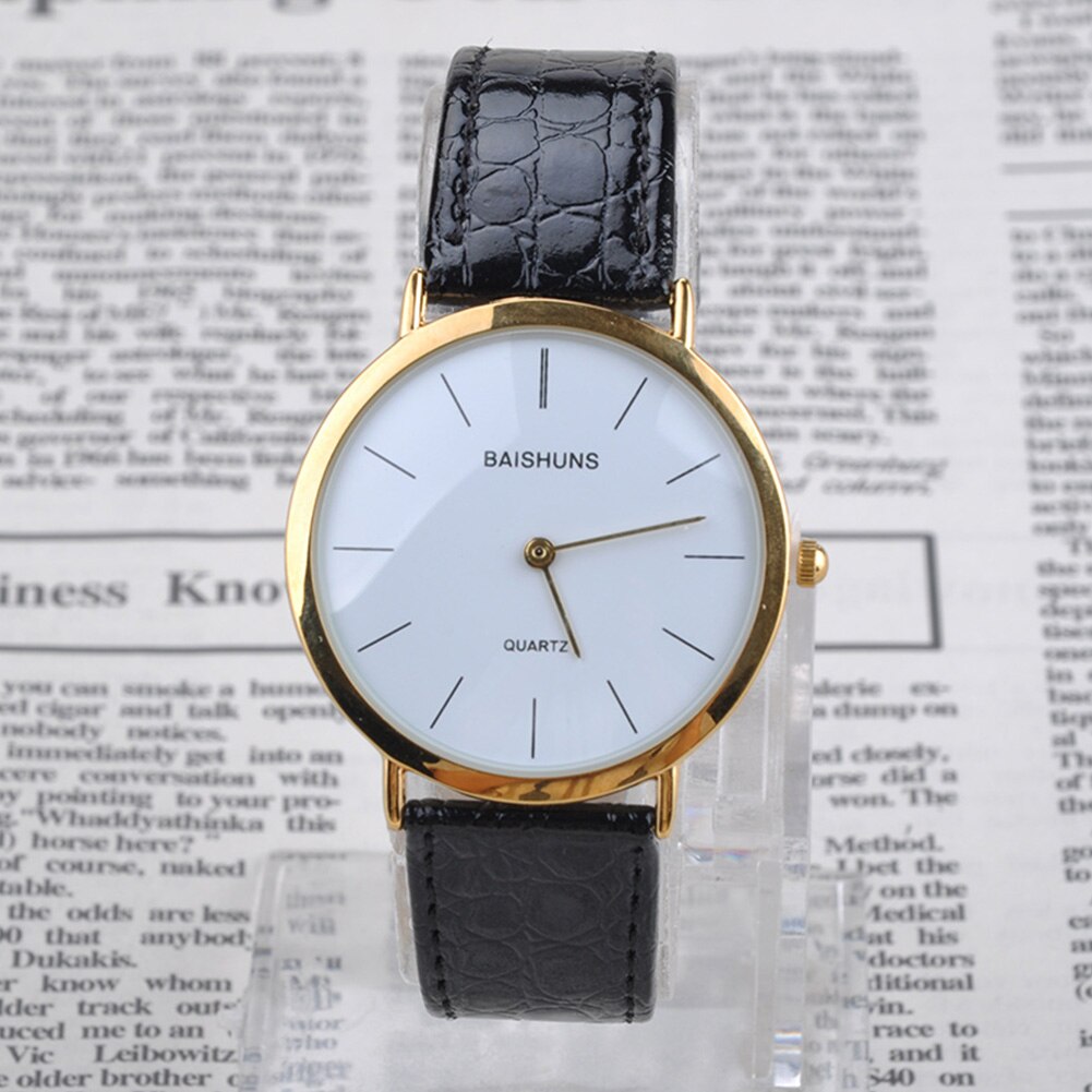 Mens Boys Classic Faux Leather Band watches Round Dial Analog Quartz Wrist watch