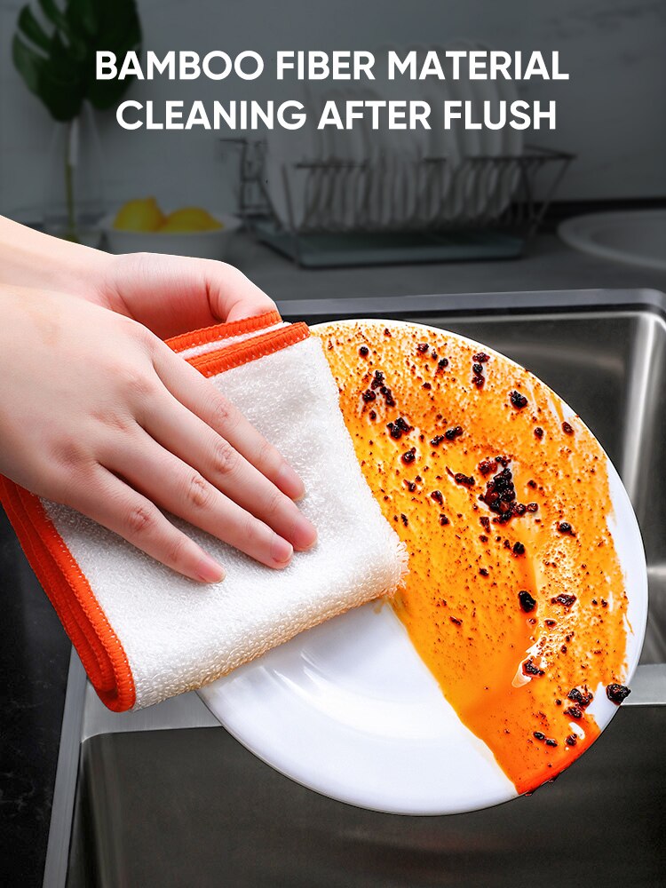 JOYBOS Dish Cloth Bamboo Fiber Degreasing Kitchen Cloth Housework No Oily Lint Dish Towel Absorbent Clean Non Dish Decoracion
